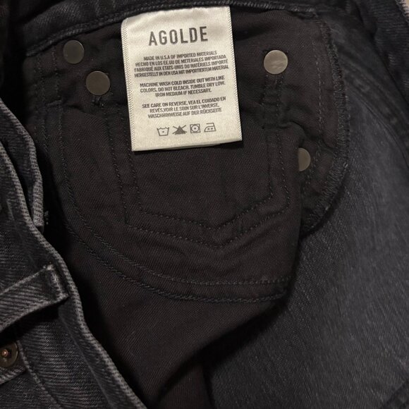 Agolde Nico High-Rise Slim Fit Button Fly Jeans In Washed Black Size 27 - Picture 8 of 8